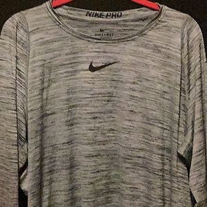 Nike Pro Dri Fit long sleeve shirt gray with black lines